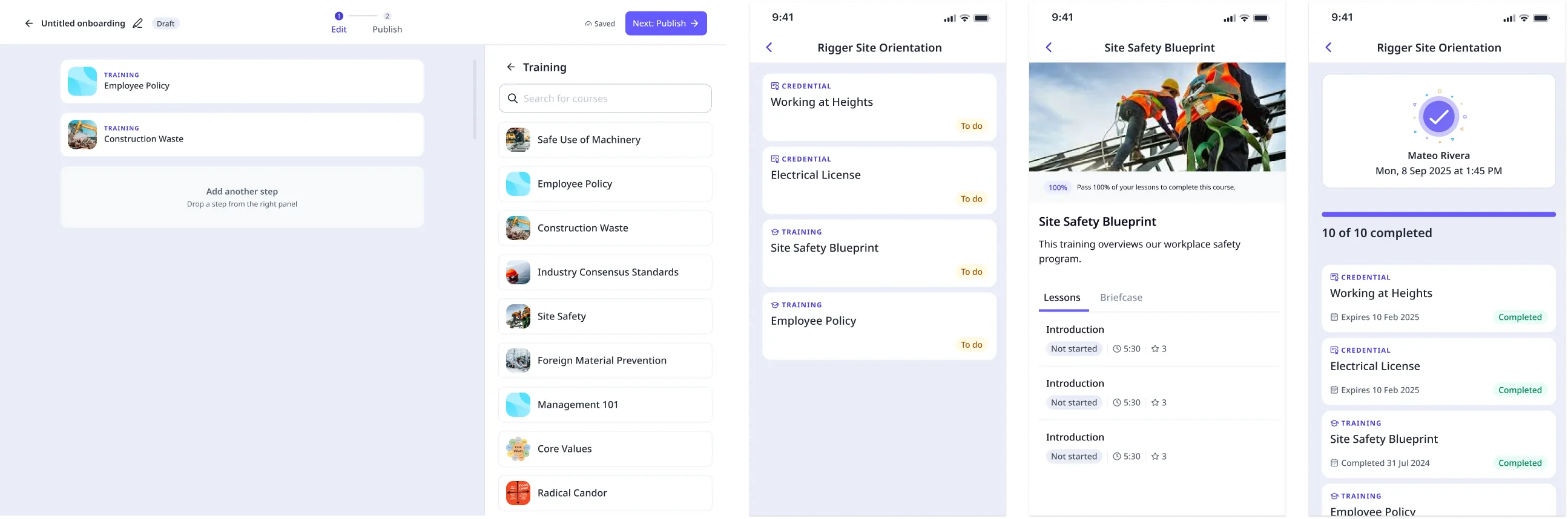 A worker completing their site induction and uploading credentials on their phone