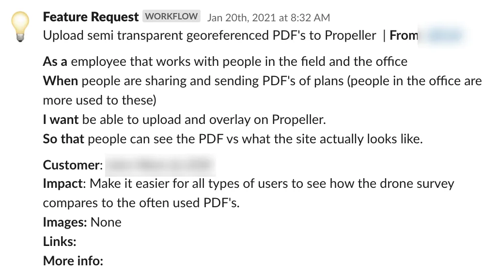 A feature request asking to upload semi-transparent, georeferenced PDFs to Propeller